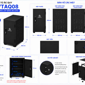 Tủ Ắc quy Nguồn Việt - Mã hàng : NVTAQ08(Kích thước : (RxS)xC mm - (450 x 800) x 839