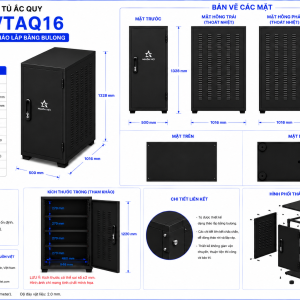 Tủ Ắc quy Nguồn Việt - Mã hàng : NVTAQ16(Kích thước : (RxS)xC mm - (500 x 1016) x 1328