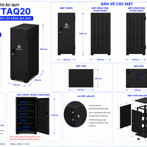 Tủ Ắc quy Nguồn Việt - Mã hàng : NVTAQ20(Kích thước : (RxS)xC mm - (450 x 900) x 1645